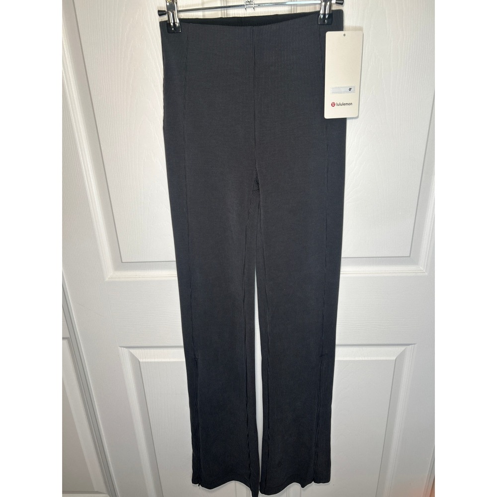 Lululemon‎ Brushed Softstreme Rib Zip Flare 2 Black High Rise 32.5" NWT LW5EUBS